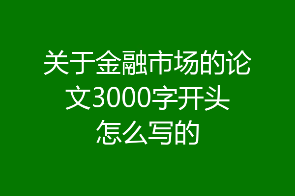 关于金融市场的论文3000字开头怎么写的