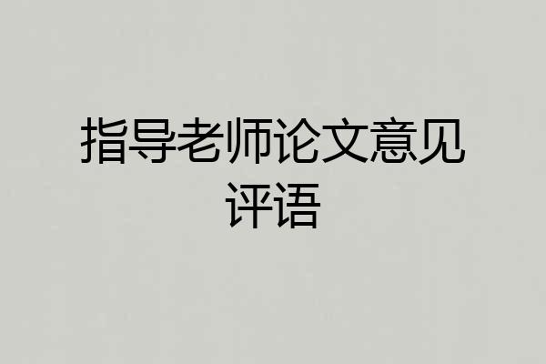 指导老师论文意见评语