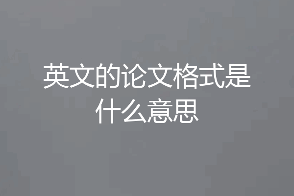 英文的论文格式是什么意思