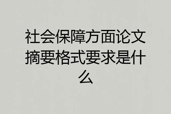社会保障方面论文摘要格式要求是什么
