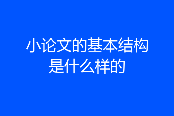 小论文的基本结构是什么样的