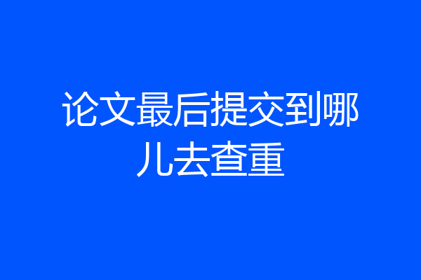 论文最后提交到哪儿去查重