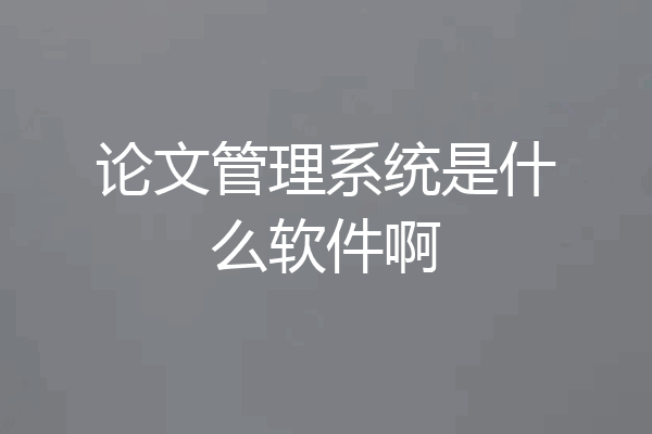 论文管理系统是什么软件啊