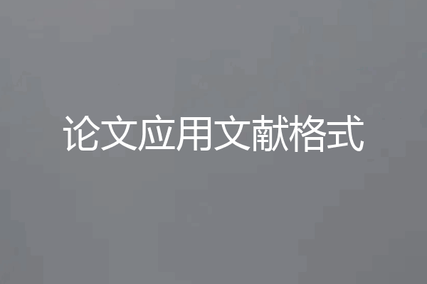 论文应用文献格式