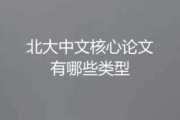 北大中文核心论文有哪些类型