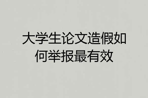 大学生论文造假如何举报最有效