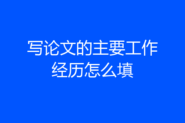 写论文的主要工作经历怎么填