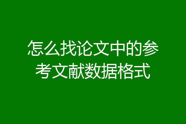怎么找论文中的参考文献数据格式