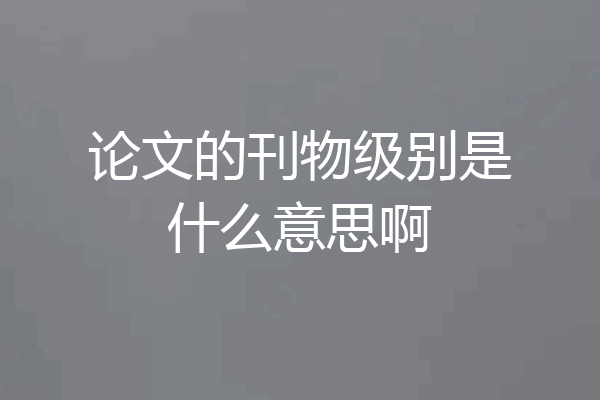 论文的刊物级别是什么意思啊