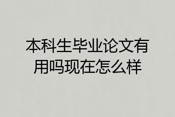 本科生毕业论文有用吗现在怎么样