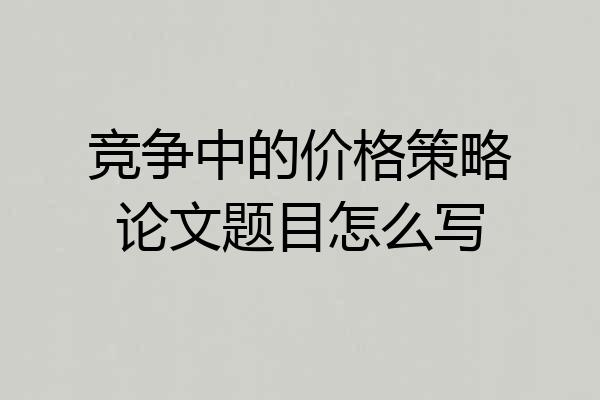 竞争中的价格策略论文题目怎么写