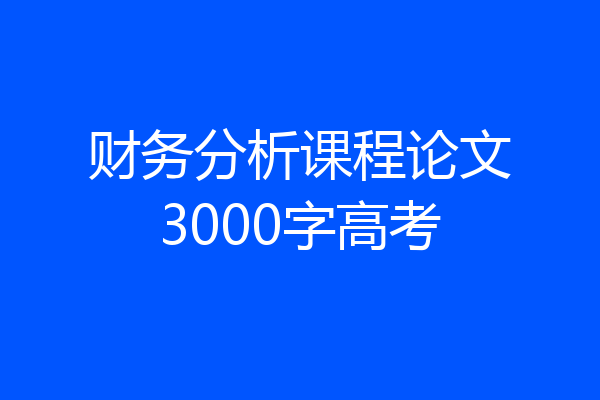 财务分析课程论文3000字高考