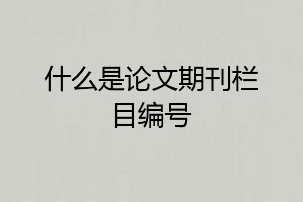 什么是论文期刊栏目编号