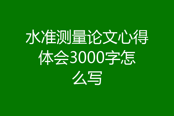水准测量论文心得体会3000字怎么写