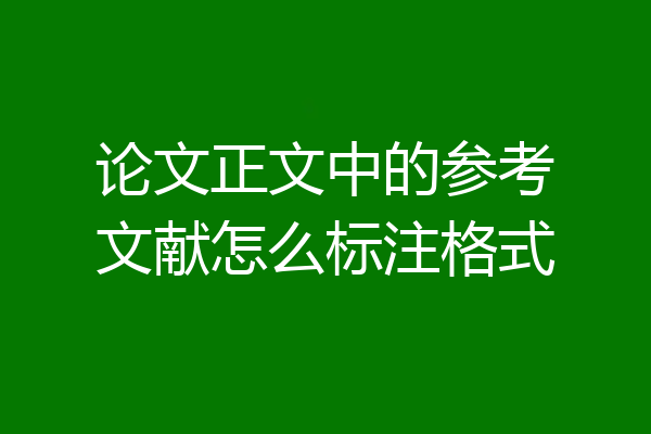 论文正文中的参考文献怎么标注格式