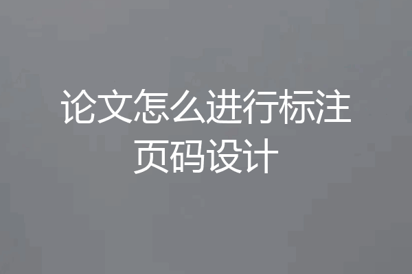 论文怎么进行标注页码设计