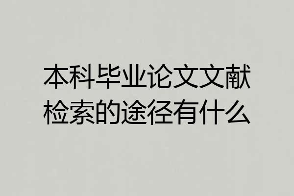 本科毕业论文文献检索的途径有什么