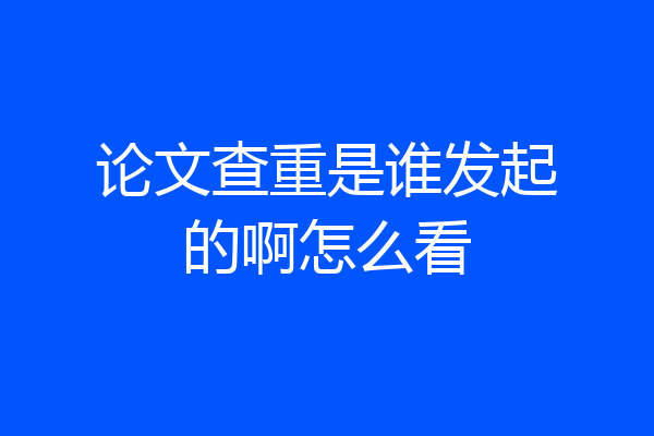 论文查重是谁发起的啊怎么看