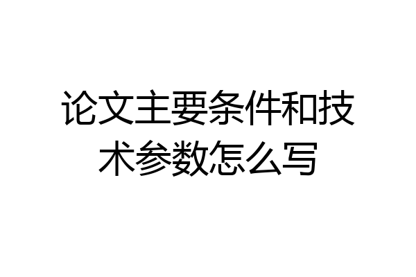 论文主要条件和技术参数怎么写