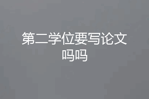第二学位要写论文吗吗