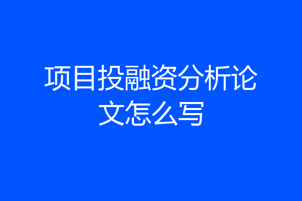 项目投融资分析论文怎么写