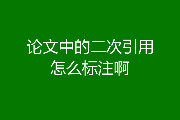 论文中的二次引用怎么标注啊