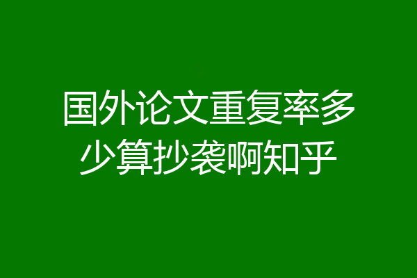 国外论文重复率多少算抄袭啊知乎