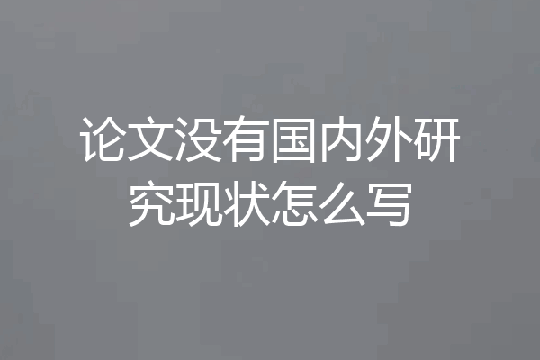 论文没有国内外研究现状怎么写