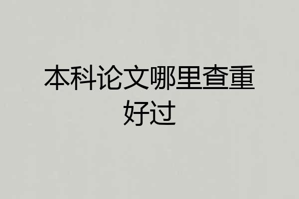 本科论文哪里查重好过