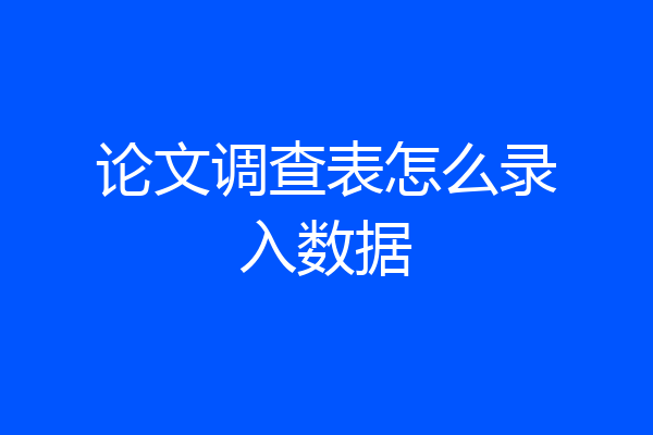 论文调查表怎么录入数据