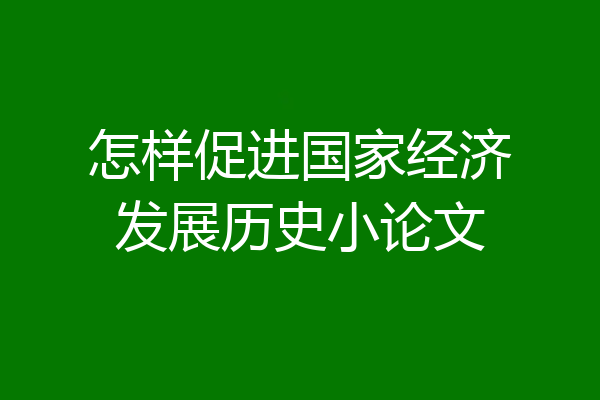 怎样促进国家经济发展历史小论文
