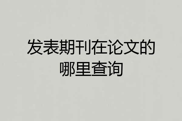 发表期刊在论文的哪里查询
