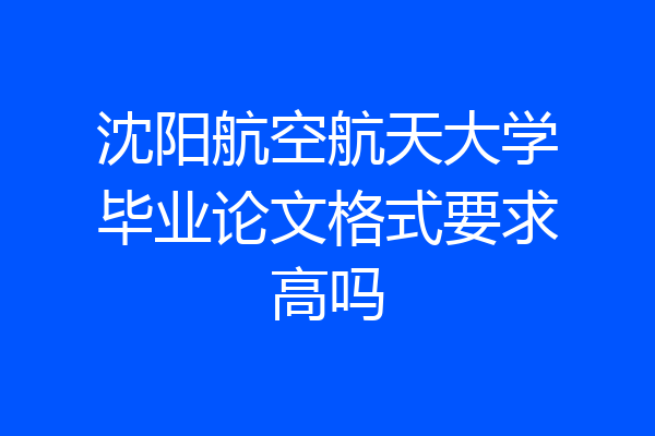 沈阳航空航天大学毕业论文格式要求高吗