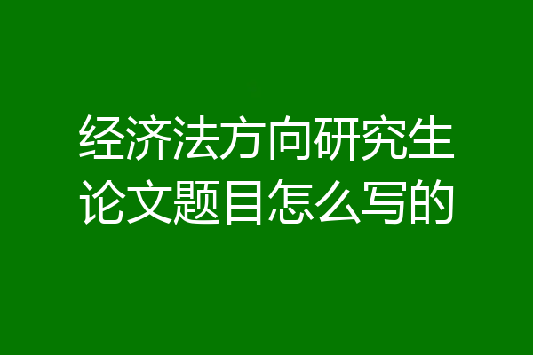 经济法方向研究生论文题目怎么写的