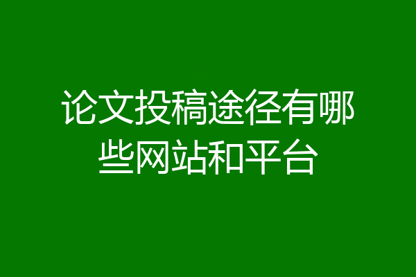 论文投稿途径有哪些网站和平台