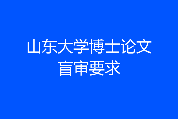 山东大学博士论文盲审要求