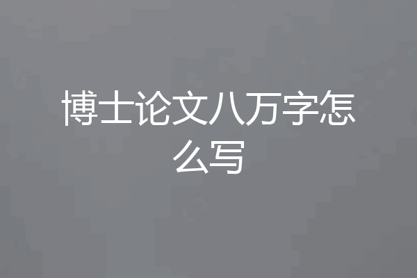 博士论文八万字怎么写