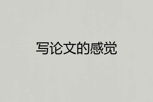 写论文的感觉