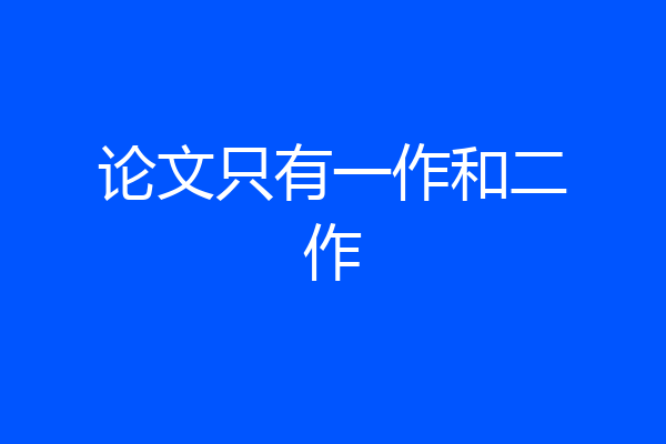论文只有一作和二作