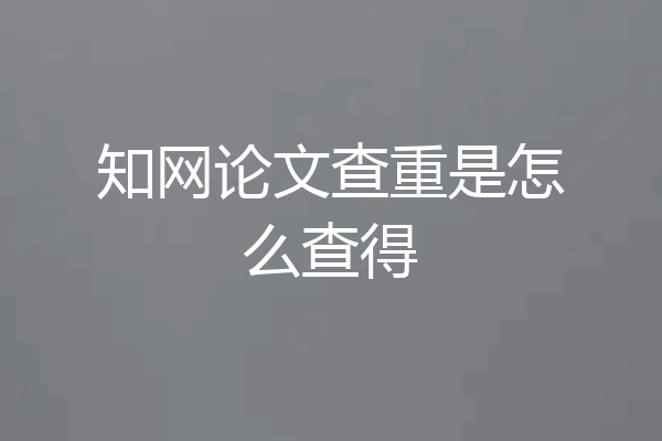 知网论文查重是怎么查得