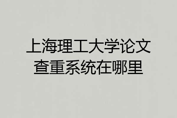 上海理工大学论文查重系统在哪里