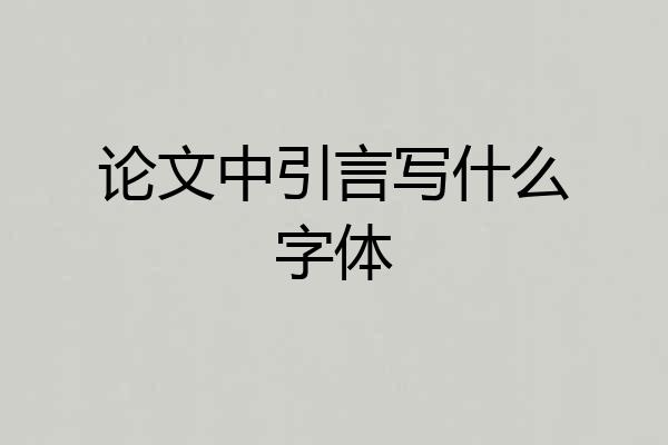论文中引言写什么字体