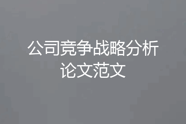 公司竞争战略分析论文范文