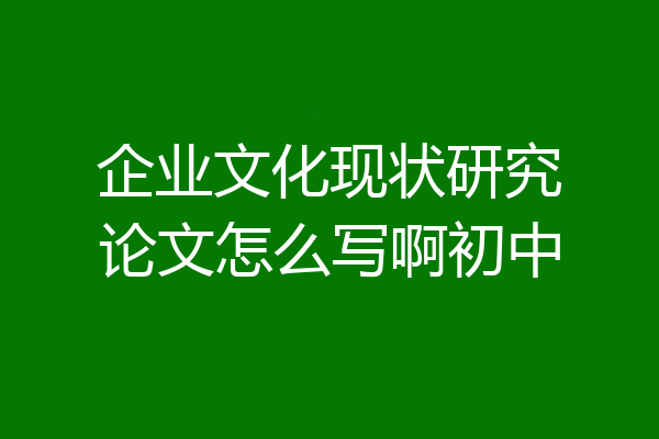 企业文化现状研究论文怎么写啊初中