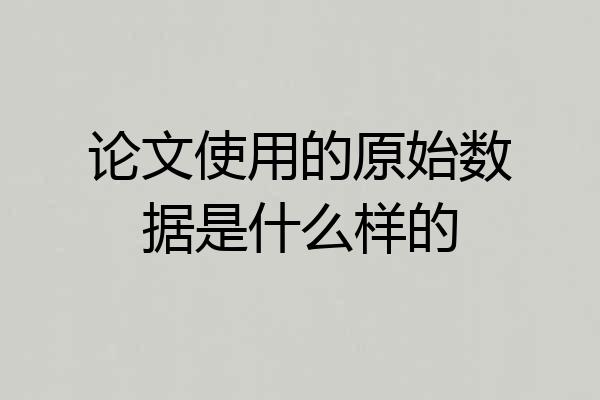 论文使用的原始数据是什么样的
