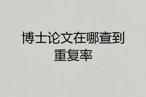 博士论文在哪查到重复率