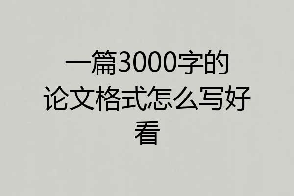 一篇3000字的论文格式怎么写好看
