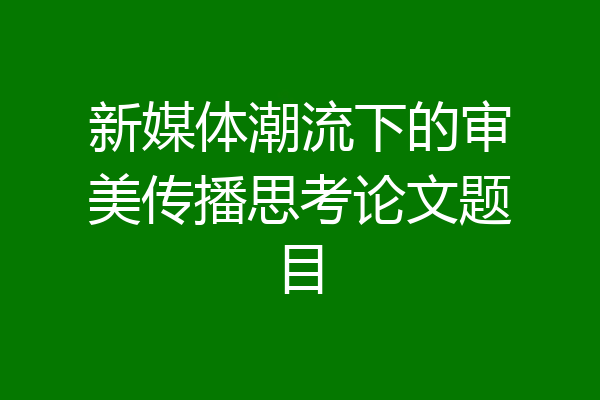 新媒体潮流下的审美传播思考论文题目