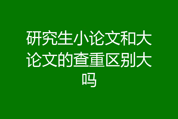 研究生小论文和大论文的查重区别大吗