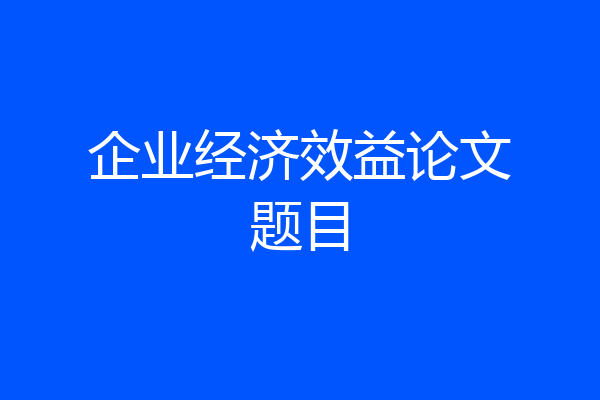 企业经济效益论文题目